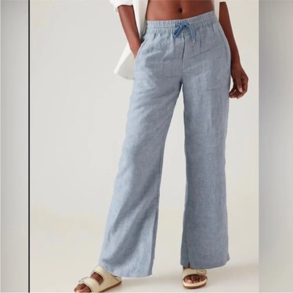 Athleta Retreat Linen Wide-Leg Pants Medium Tall - Picture 3 of 3